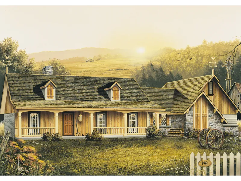 Mountain House Plan Front Image - Stonehurst Country Ranch Home 021D-0006 - Shop House Plans and More