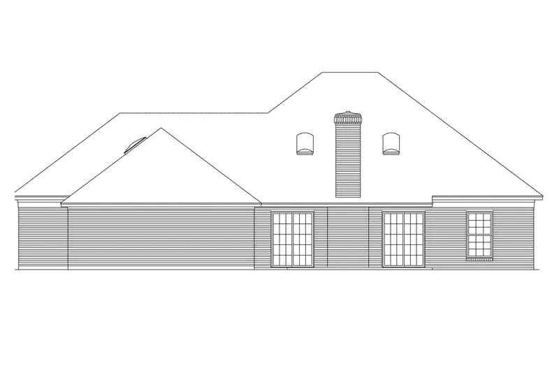 Craftsman House Plan Rear Elevation - Middleton Craftsman Ranch Home 021D-0007 - Shop House Plans and More