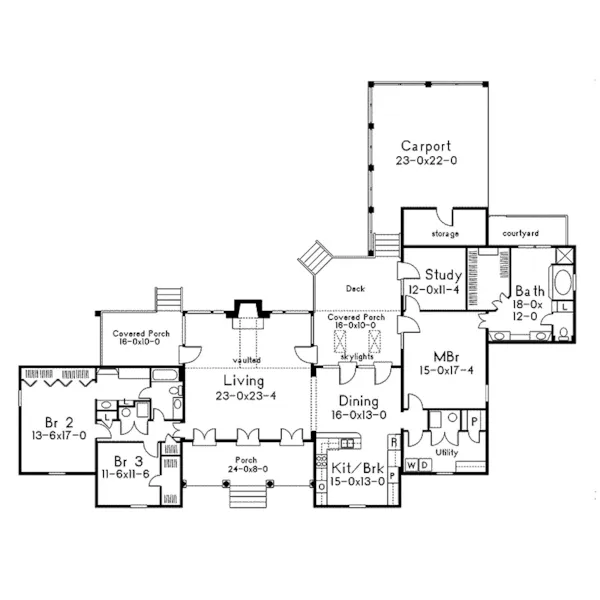 Colonial House Plan First Floor - Grantshire Country Home 021D-0013 - Search House Plans and More