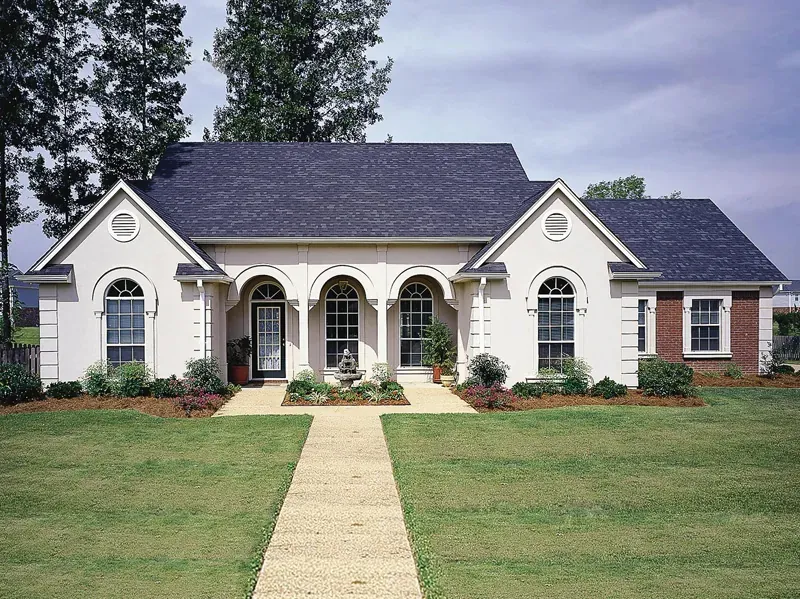 Southern House Plan Front Photo 01 - Sunfield European Ranch Home 021D-0014 - Shop House Plans and More
