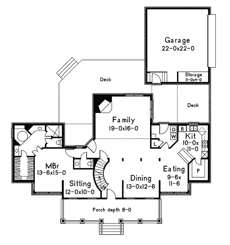 Southern House Plan First Floor - Richardson Southern Home 021D-0020 - Shop House Plans and More