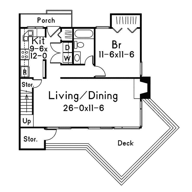 Cabin & Cottage House Plan First Floor - Chalet Vacation Home 022D-0001 - Search House Plans and More