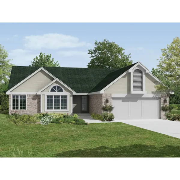 Brick And Siding Ranch With Arch Window