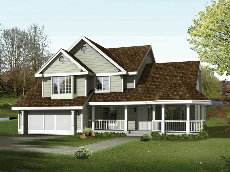 Two-Story Home With Multiple Gables And Wrap-Around Porch