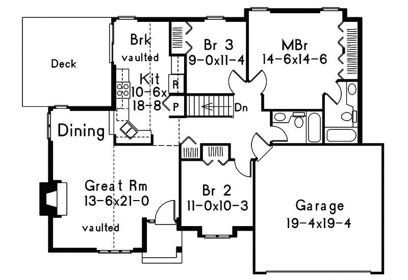 Ranch House Plan First Floor - Sherwood Ranch Home 022D-0019 - Shop House Plans and More