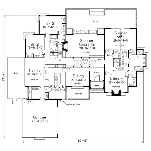 Traditional House Plan First Floor - Ellisville Traditional Home 022D-0030 - Search House Plans and More