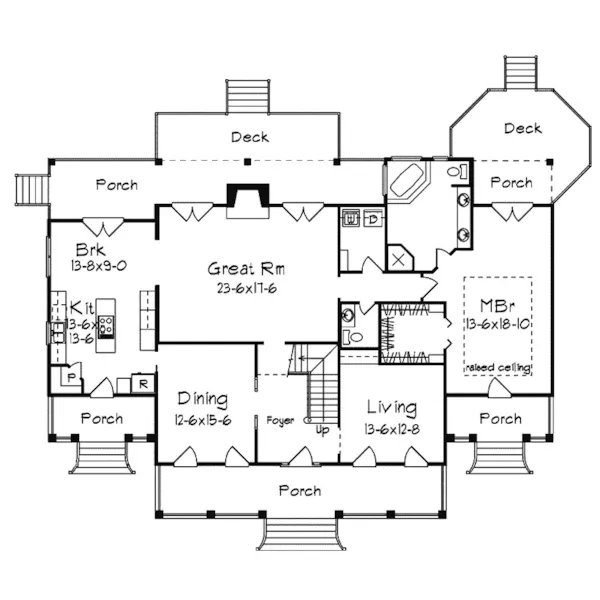 Southern House Plan First Floor - Coventry Forest Plantation Home 023D-0001 - Search House Plans and More