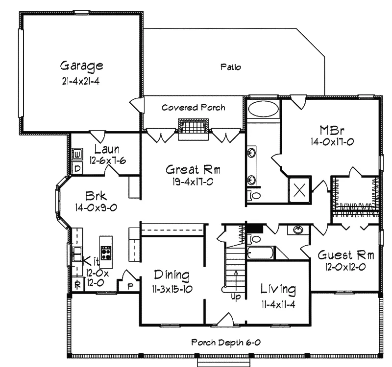 Traditional House Plan First Floor - Huntley Park Cape Cod Home 023D-0003 - Search House Plans and More