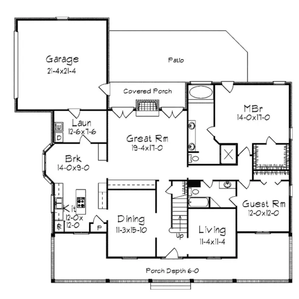 Southern House Plan First Floor - Huntley Park Cape Cod Home 023D-0003 - Search House Plans and More