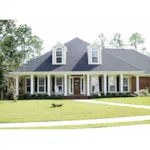 Southern Style Home With Lazy Covered Porch And Two Dormers