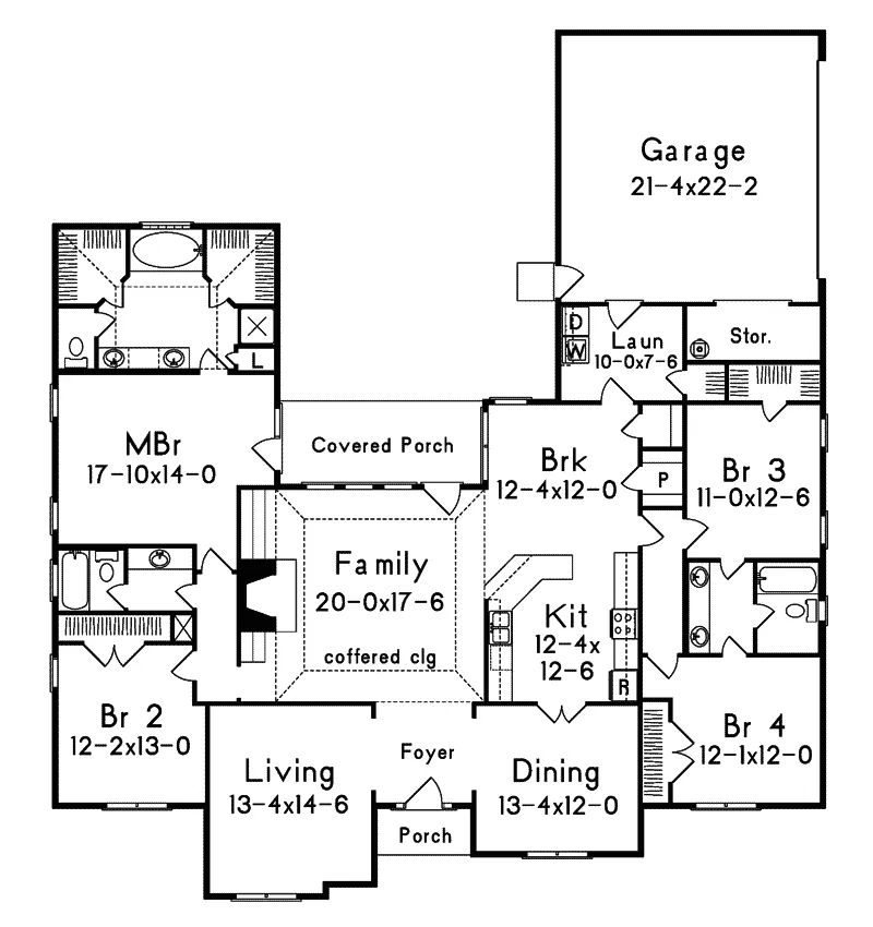 Traditional House Plan First Floor - Ashley Ranch Home 023D-0010 - Search House Plans and More