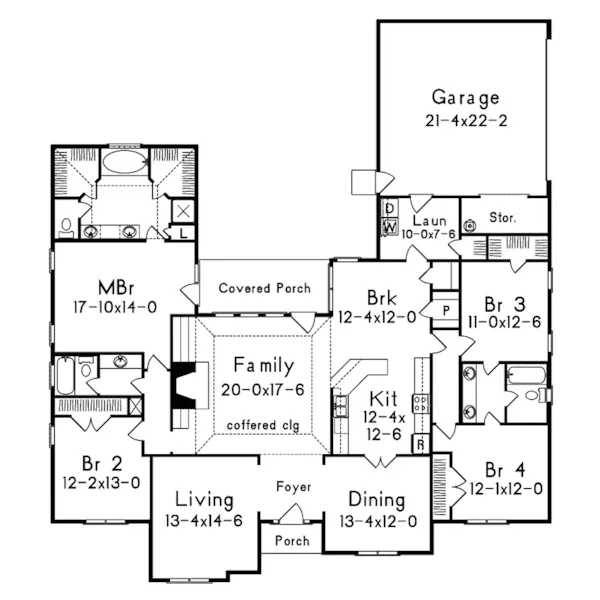 Traditional House Plan First Floor - Ashley Ranch Home 023D-0010 - Search House Plans and More