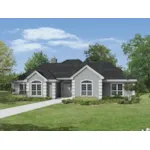 Symmetrical Stucco Ranch With Decorative Corner Quoins 