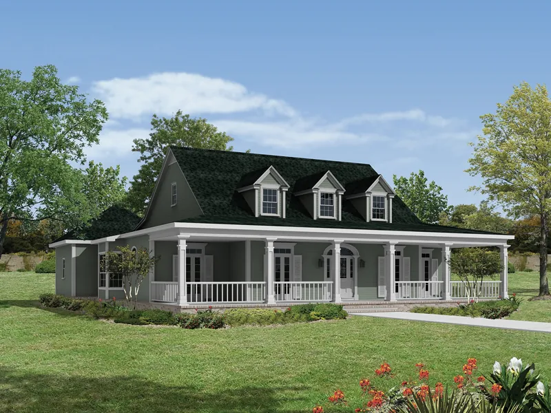 Home With Wrap-Around Front Country Porch
