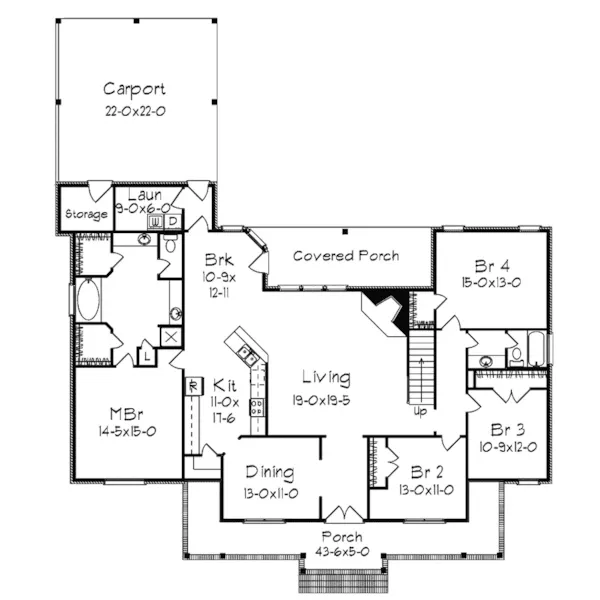 Craftsman House Plan First Floor - Freemont Southern Home 023D-0012 - Search House Plans and More