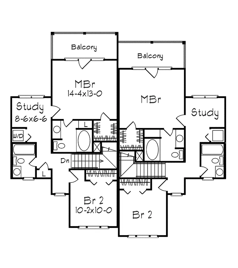 Waterfront House Plan Second Floor - Cottonwood Place Duplex 023D-0013 - Search House Plans and More