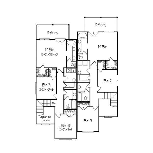 Ranch House Plan Second Floor - Georgian Duplex Home 023D-0014 - Search House Plans and More