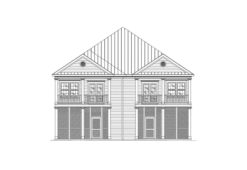 Multi-Family House Plan Rear Elevation - Georgian Duplex Home 023D-0014 - Search House Plans and More