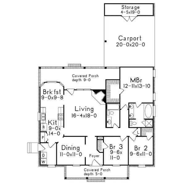 Country House Plan First Floor - Easely Greek Revival Ranch Home 023D-0018 - Search House Plans and More