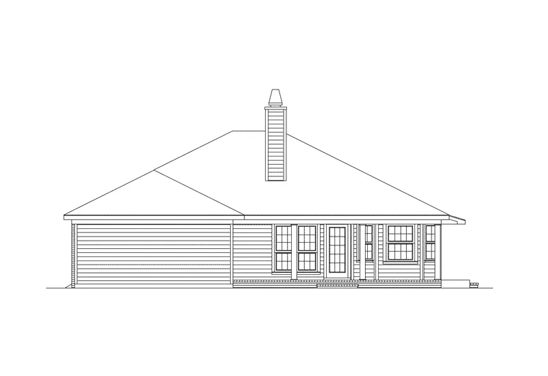 Colonial House Plan Rear Elevation - Easely Greek Revival Ranch Home 023D-0018 - Search House Plans and More