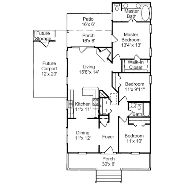 Ranch House Plan First Floor - Heronpark Cottage Home 024D-0001 - Search House Plans and More