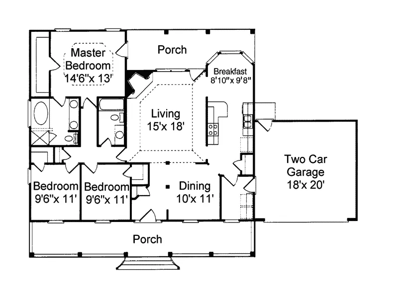 Southern House Plan First Floor - Coldwater Southern Home 024D-0004 - Search House Plans and More