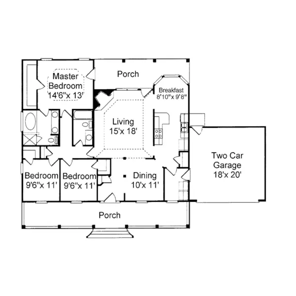 Country House Plan First Floor - Coldwater Southern Home 024D-0004 - Search House Plans and More