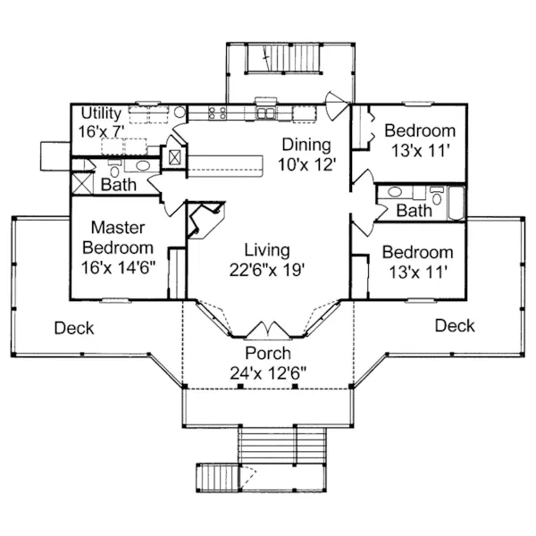 Lowcountry House Plan First Floor - Woodall Lowcountry Home 024D-0005 - Shop House Plans and More