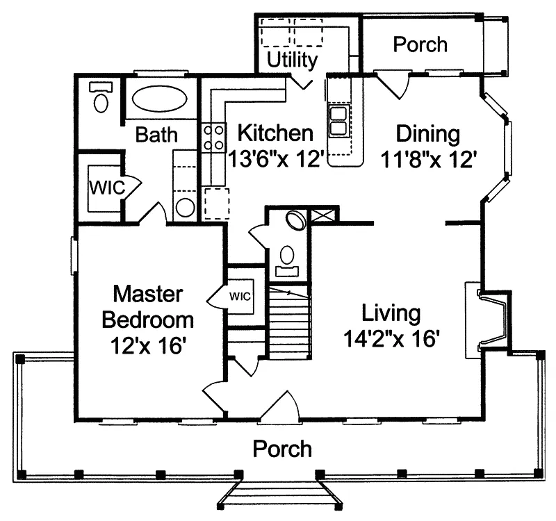 Country House Plan First Floor - Oldham Point Country Home 024D-0006 - Shop House Plans and More