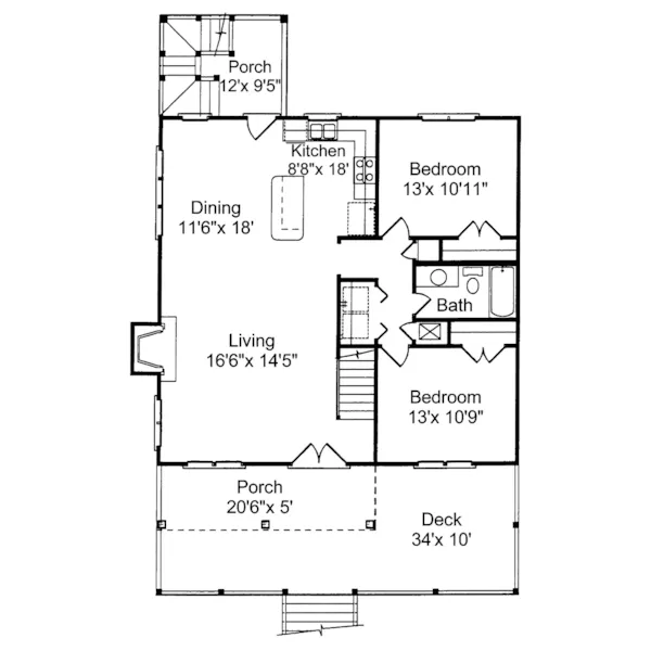 Cabin & Cottage House Plan First Floor - Tremont Cove Vacation Lake Home 024D-0008 - Shop House Plans and More