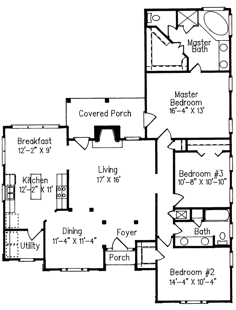 Sunbelt House Plan First Floor - Amory Ranch Home 024D-0009 - Search House Plans and More