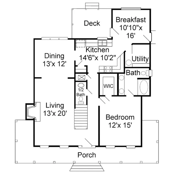 Cape Cod & New England House Plan First Floor - Millport Southern Home 024D-0011 - Shop House Plans and More