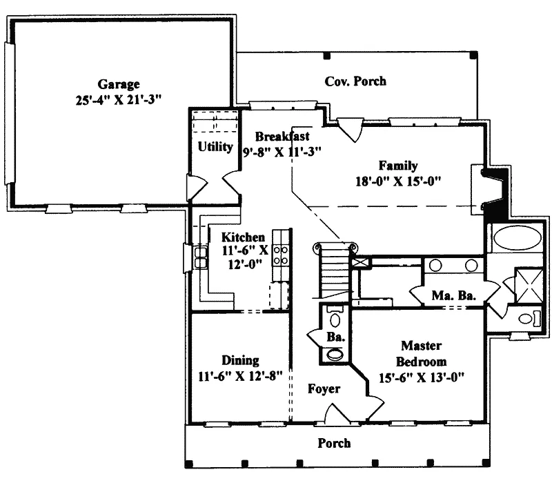 Traditional House Plan First Floor - Ellistown Plantation Home 024D-0014 - Search House Plans and More