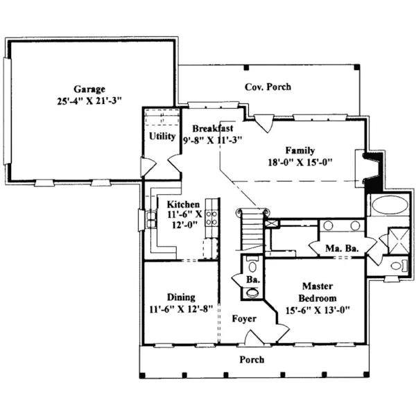 Traditional House Plan First Floor - Ellistown Plantation Home 024D-0014 - Search House Plans and More