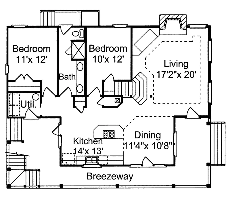 Sunbelt House Plan First Floor - Woodland Hill Sunbelt Home 024D-0015 - Shop House Plans and More