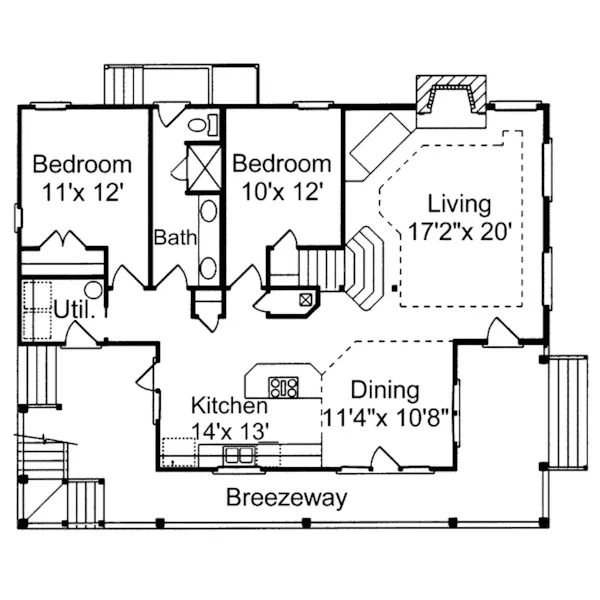 Plantation House Plan First Floor - Woodland Hill Sunbelt Home 024D-0015 - Shop House Plans and More