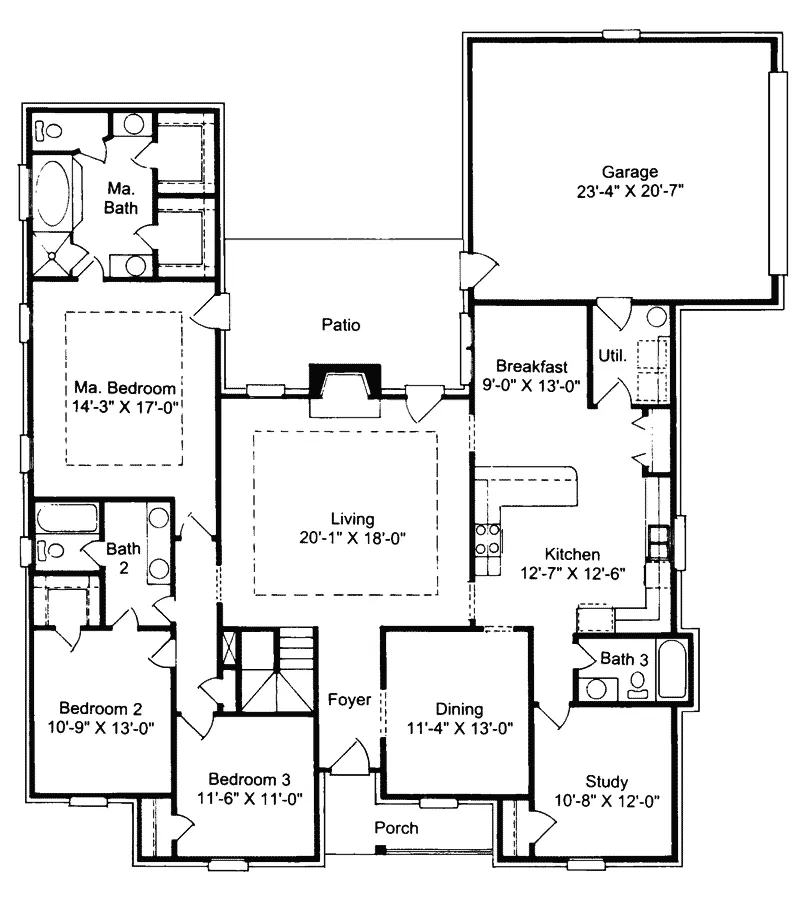 Traditional House Plan First Floor - Water Valley Traditional Home 024D-0017 - Shop House Plans and More