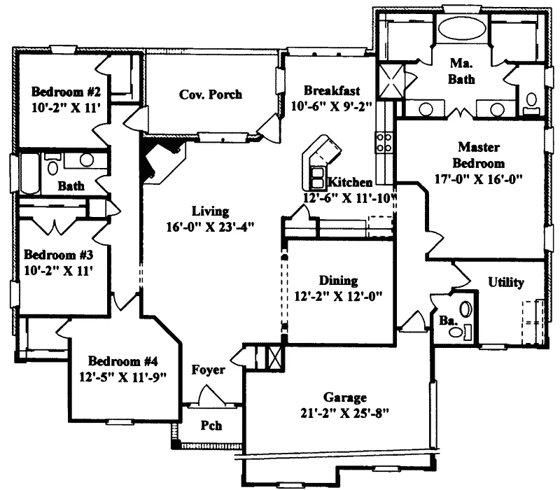 Sunbelt House Plan First Floor - Springdell Traditional Home 024D-0018 - Shop House Plans and More