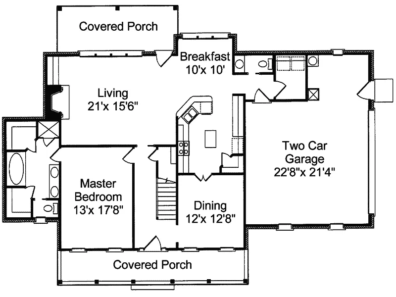 Southern House Plan First Floor - McIntosh Ridge Southern Home 024D-0019 - Shop House Plans and More