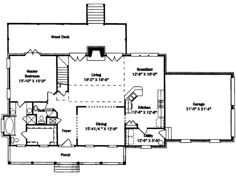 Traditional House Plan First Floor - Sunflower Country Home 024D-0021 - Shop House Plans and More