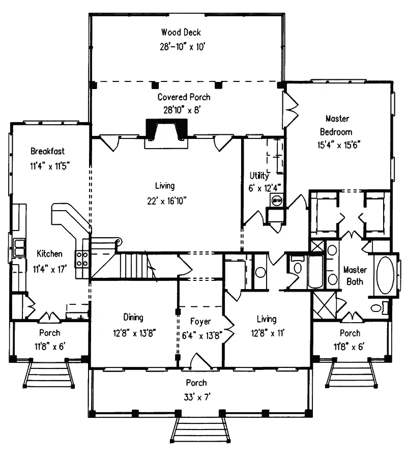 Southern House Plan First Floor - Coxburg Plantation Home 024D-0027 - Search House Plans and More