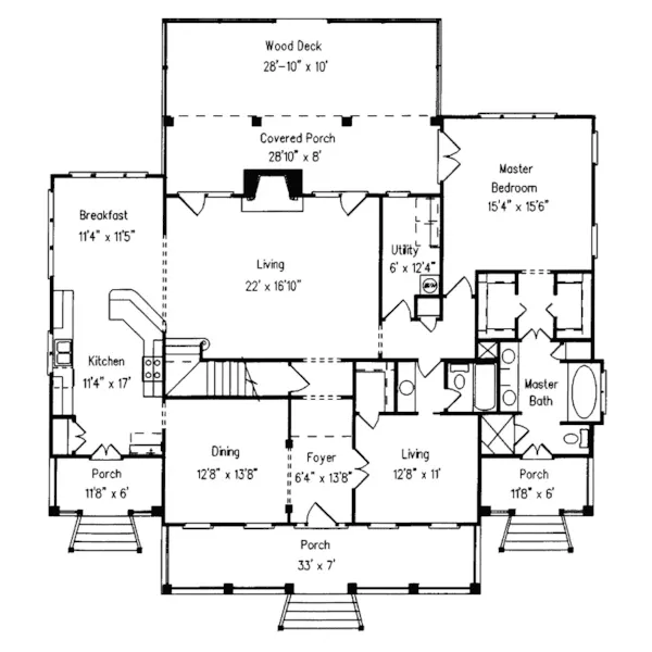 Southern House Plan First Floor - Coxburg Plantation Home 024D-0027 - Search House Plans and More