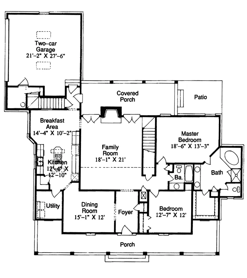 Country House Plan First Floor - Port Gibson Acadian Home 024D-0028 - Shop House Plans and More