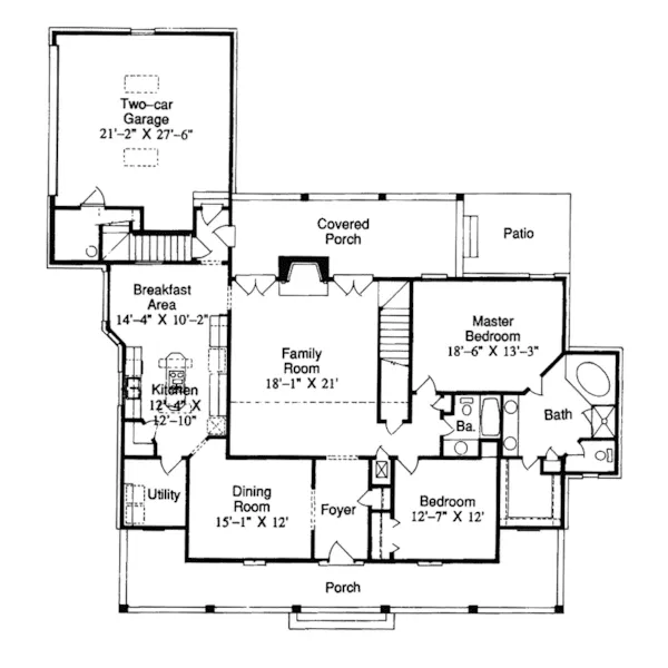 Country House Plan First Floor - Port Gibson Acadian Home 024D-0028 - Shop House Plans and More