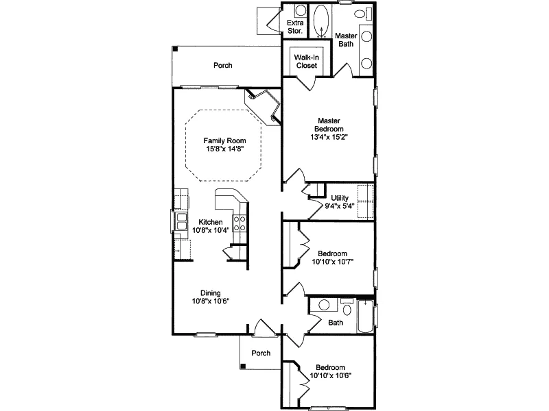 Ranch House Plan First Floor - Cordoval Country Home 024D-0041 - Search House Plans and More
