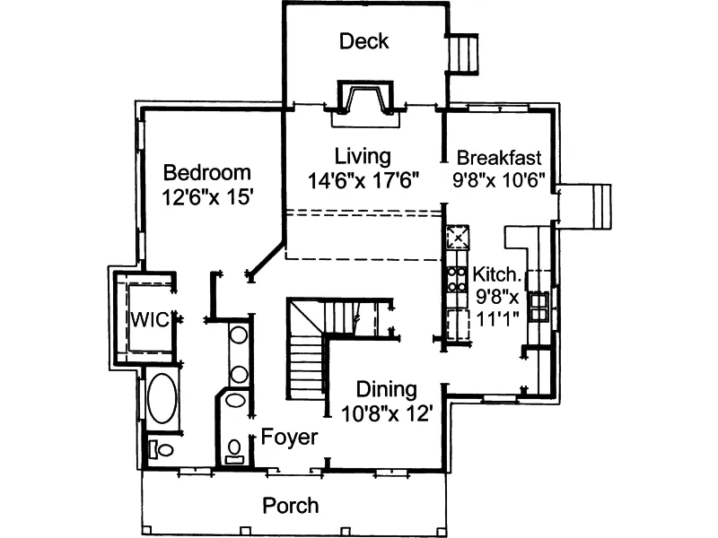 Traditional House Plan First Floor - Fort Mill Country Salt Box Home 024D-0042 - Search House Plans and More
