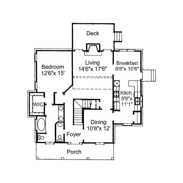 Saltbox House Plan First Floor - Fort Mill Country Salt Box Home 024D-0042 - Search House Plans and More