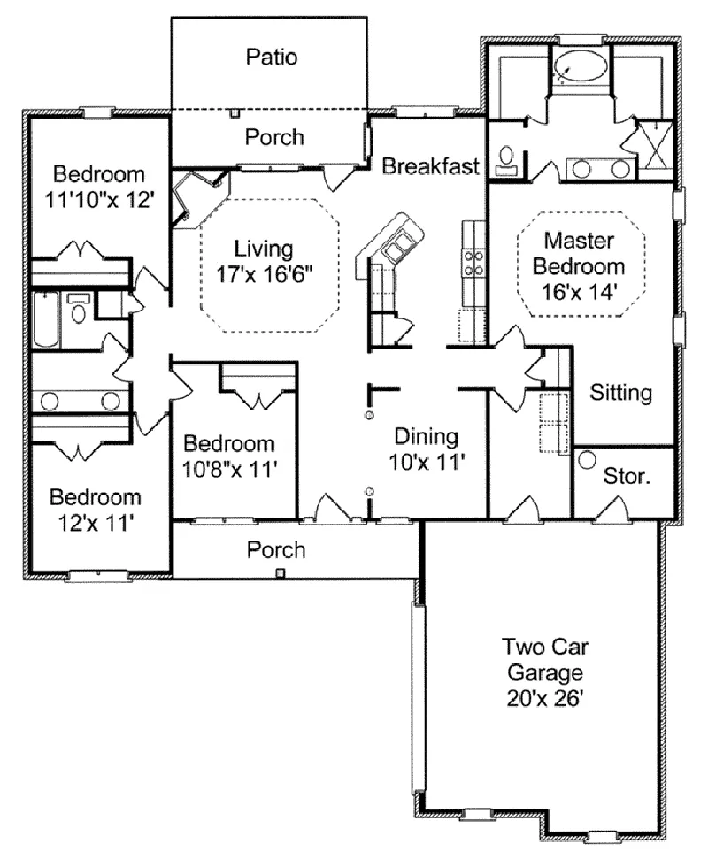 Traditional House Plan First Floor - Fort Lawn Traditional Home 024D-0046 - Search House Plans and More