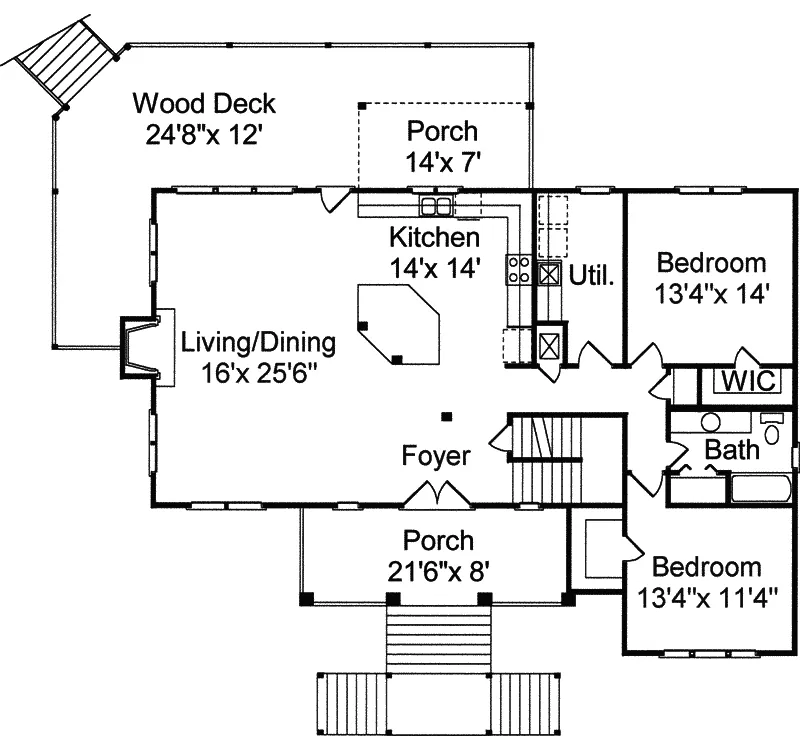 Waterfront House Plan First Floor - Pleasant Breeze Coastal Home 024D-0047 - Shop House Plans and More