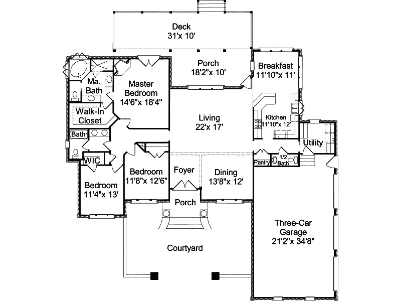 Traditional House Plan First Floor - Chadbourne Place Tudor Home 024D-0048 - Search House Plans and More